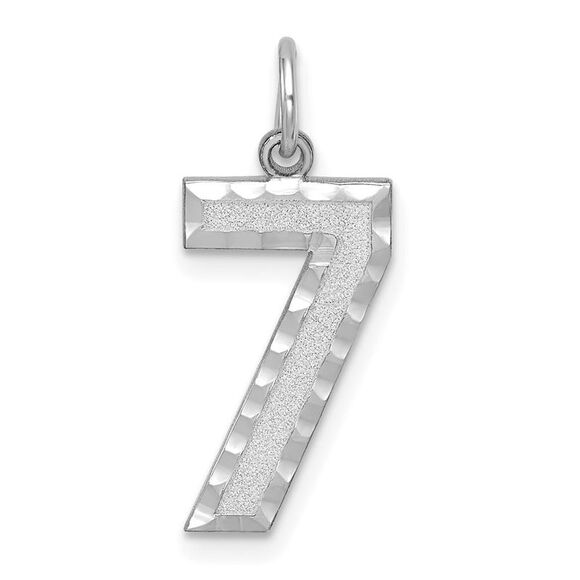 14k White Gold, Varsity Collection, Large D/C Pendant, Number 7 - Picture 1 of 5